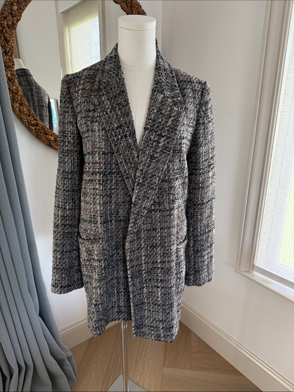 Massimo Dutti Gray Tweed Blazer Coat